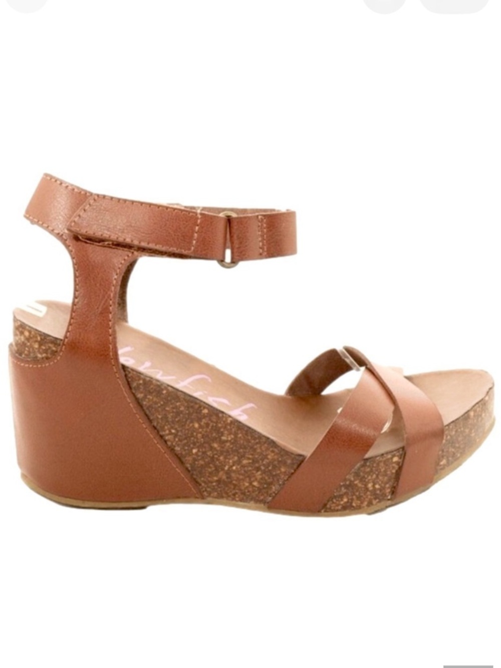 Blowfish Brown Faux Leather Cork Wedge Sandals Size 9